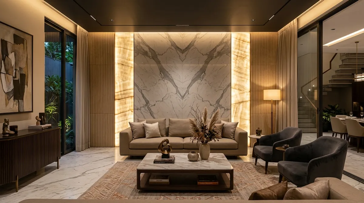 Top 10 Natural Stone Feature Wall Designs for Luxury Living Rooms