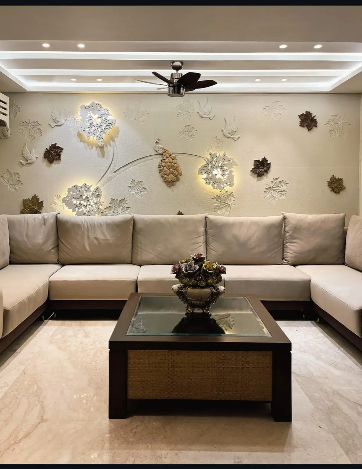 Natural stone drawing room design ideas