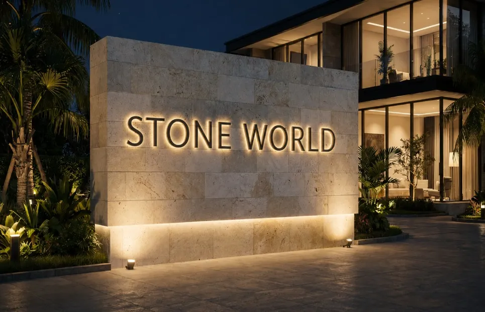 Stone World Entrance Sign
