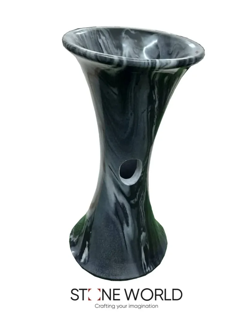Handcrafted luxury black marble pedestal wash basin by Stone World