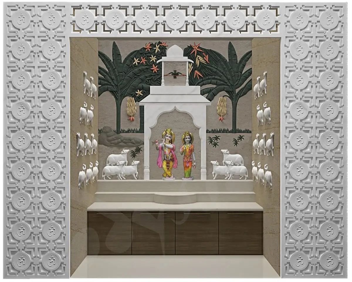 Natural stone mandir design ideas